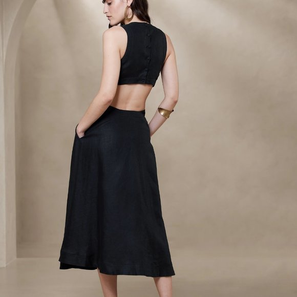 Linen Banana Republic Quite Luxury Dark Blue dress - Picture 3 of 3